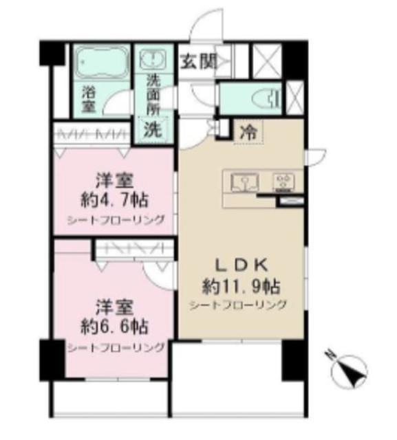 MOCXION INAGI(2LDK/1階)の間取り写真