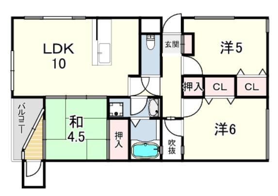 サーティ福弥(3LDK/2階)の間取り写真