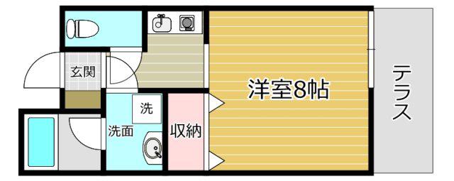 プロースト高槻(1K/1階)の間取り写真