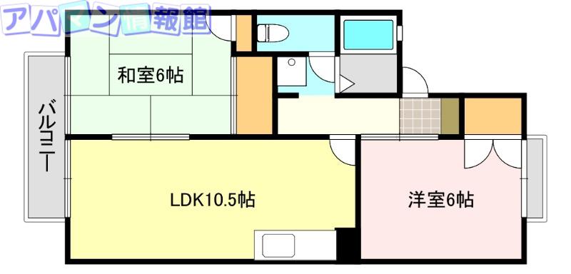 ハイタウン早川C棟(2LDK/1階)の間取り写真