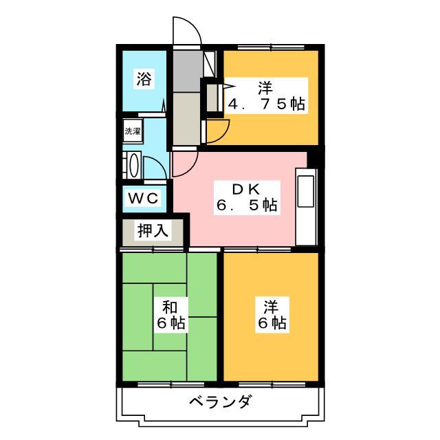 つつじが丘ヒロック(3DK/1階)の間取り写真