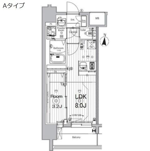 メイクス矢場町(1LDK/4階)の間取り写真