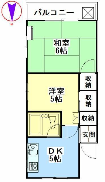 田園調布ハイム(2DK/3階)の間取り写真