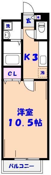 グリーンヴェール(1K/3階)の間取り写真