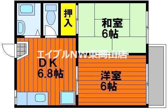 フェニックス(2DK/2階)の間取り写真