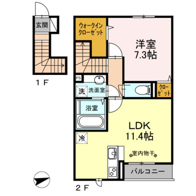 アズーリ(1LDK/2階)の間取り写真