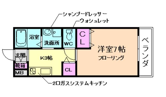 ゴールデン マリンカ(1K/1階)の間取り写真