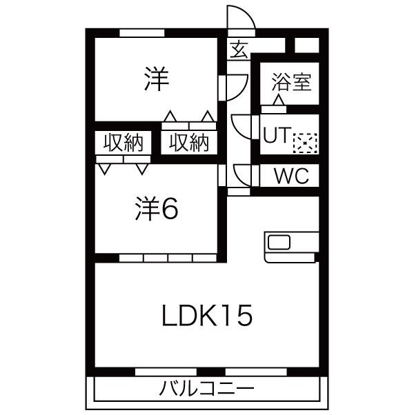 ロイヤル・ふじ(2LDK/6階)の間取り写真
