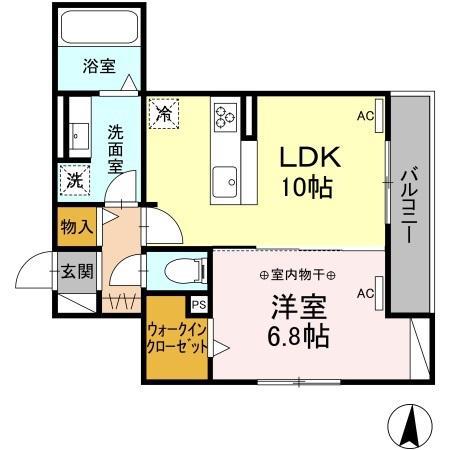 JR中央本線 勝川駅(JR) 徒歩16分 3階建 築3年(1LDK/2階)の間取り写真