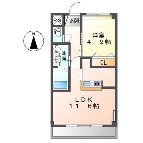 シャンビラージュII(1LDK/3階)の間取り写真