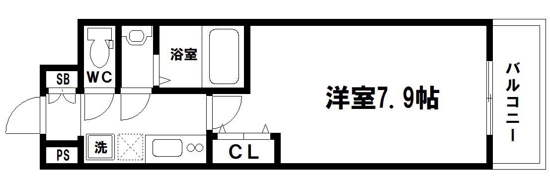 フレアナンバ(1K/2階)の間取り写真