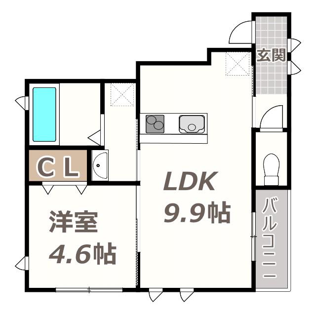 MAIKAI TEZUKAYAMA(1LDK/2階)の間取り写真