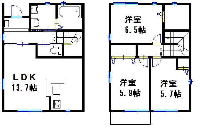 プロスぺリテ丸塚(3LDK/1階)の間取り写真
