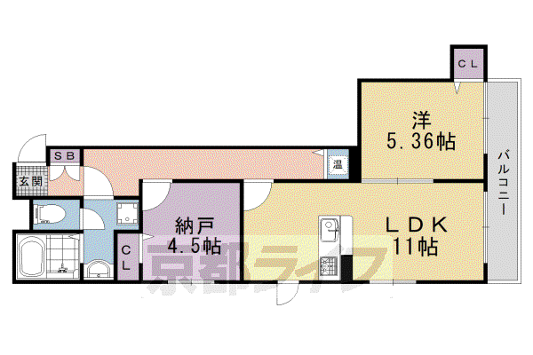 シャーメゾン太秦天神川西(1SLDK/2階)の間取り写真
