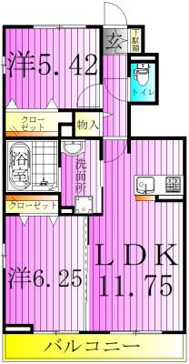 アステール1(2LDK/1階)の間取り写真