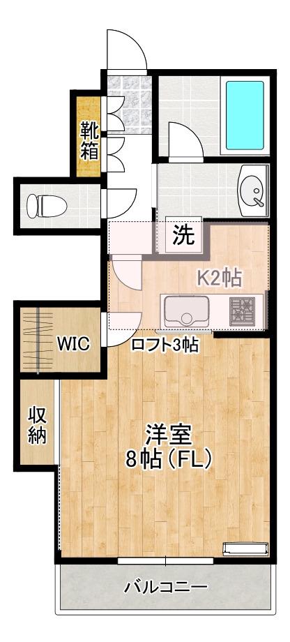 CASARIO(ワンルーム/2階)の間取り写真