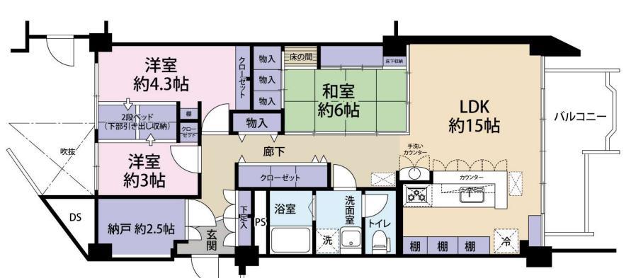 岡本エクセル(3LDK/2階)の間取り写真
