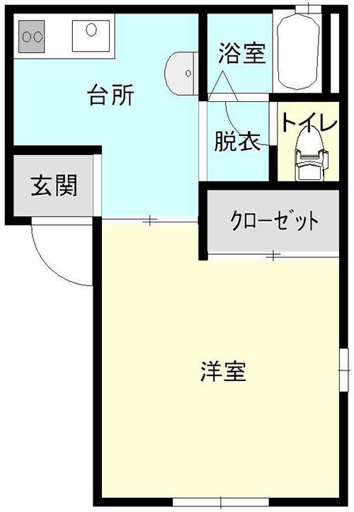 ハーフタイム(1K/1階)の間取り写真