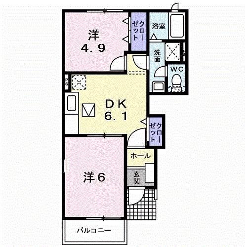 ビクトリア壱番館(2DK/1階)の間取り写真