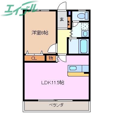 コーキア泊山崎(1LDK/3階)の間取り写真