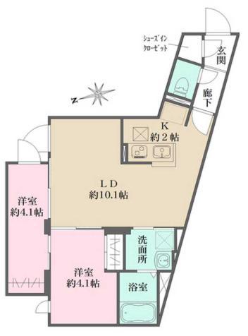 グローリオシェルト杉並方南町(2LDK/2階)の間取り写真