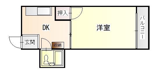 ベルコモンズ大博(1DK/5階)の間取り写真