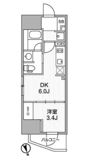 ディームス上野(1DK/3階)の間取り写真