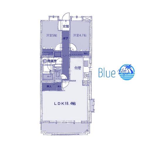 湘南山の手マンション(2LDK/3階)の間取り写真