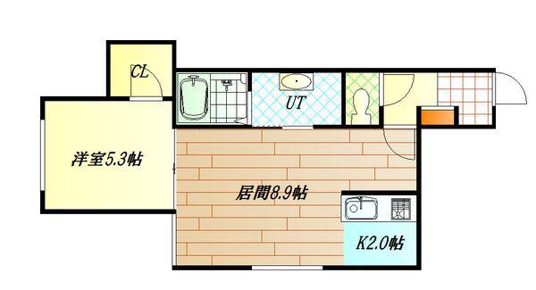 K.E.N(1LDK/2階)の間取り写真