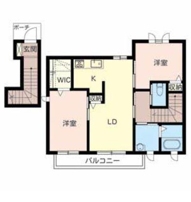 シャーメゾン ヴィアーレ(2LDK/2階)の間取り写真