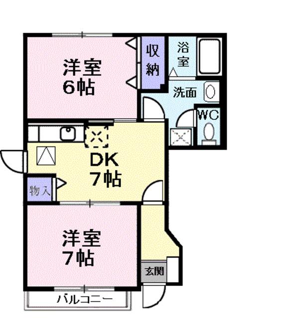 ティンカーベルハイム(2DK/1階)の間取り写真