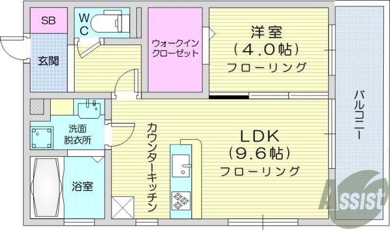 グランコート(1LDK/2階)の間取り写真