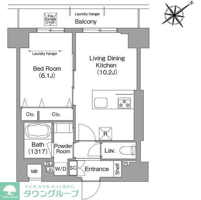 HF押上レジデンス(1LDK/5階)の間取り写真