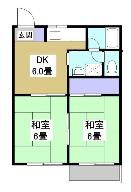 木野ハイツ1(2DK/2階)の間取り写真