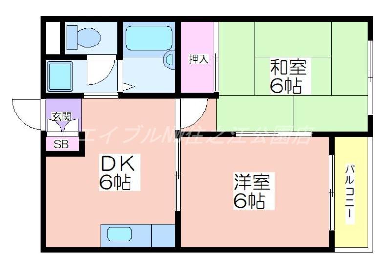 センチュリー浜口(2DK/4階)の間取り写真