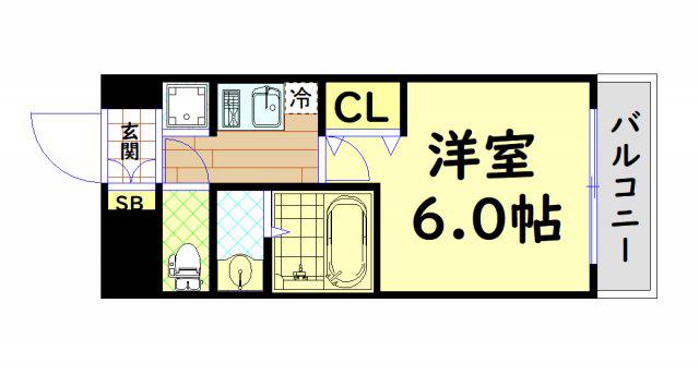 エステムコート大阪ウエストII(1K/11階)の間取り写真