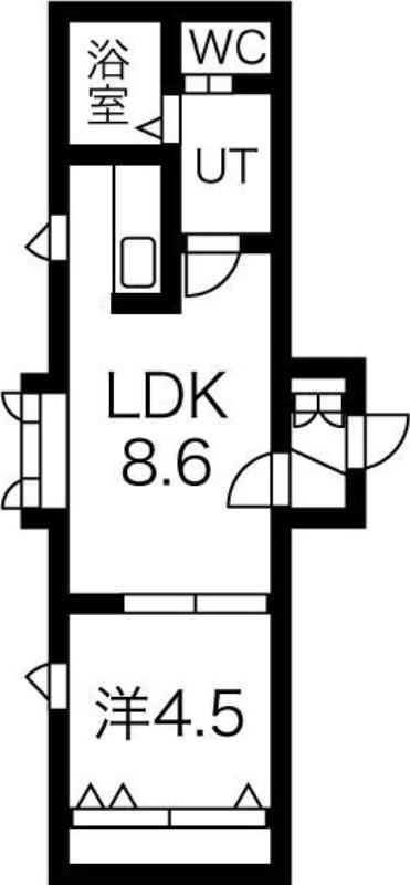 アルティス環状通III(1LDK/2階)の間取り写真