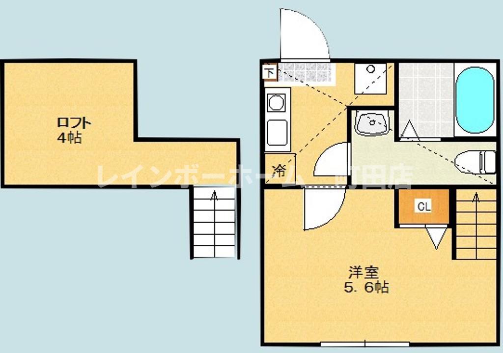 ベルシャンブル町田(1K/2階)の間取り写真