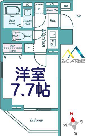 RISING PLACE桜木町三番館(1K/2階)の間取り写真