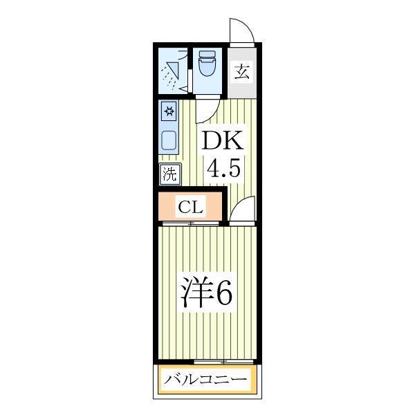 吉原コーポ(1DK/2階)の間取り写真