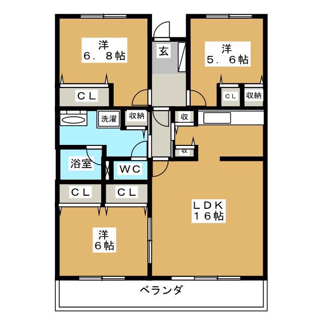 ハウス千葉NT B棟(3LDK/5階)の間取り写真