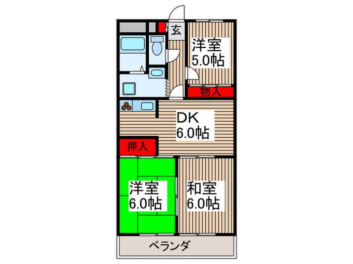 メゾン須賀(3DK/5階)の間取り写真