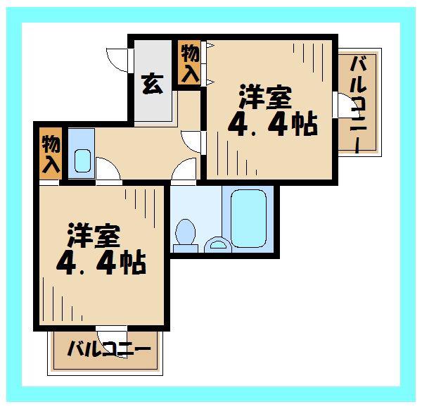 アスタック弐番館(2K/1階)の間取り写真
