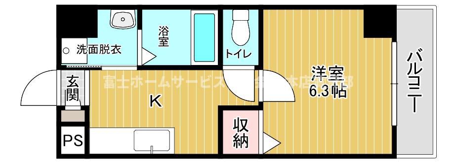 千葉・住吉(1K/7階)の間取り写真