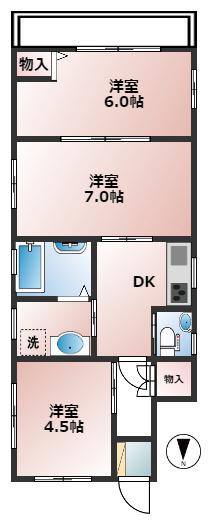 スプリングス立川(3DK/1階)の間取り写真