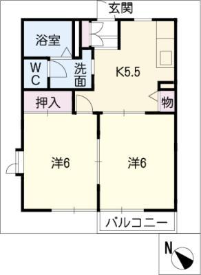メゾンセフィラ A棟(2K/2階)の間取り写真