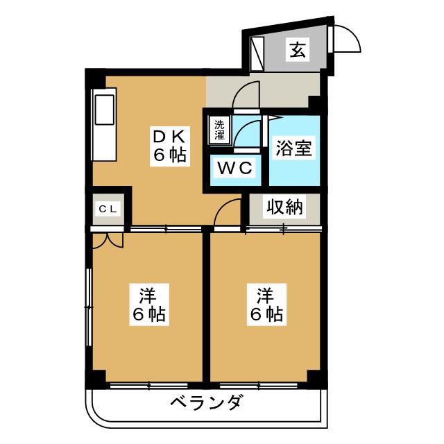 アデナ立川(2DK/3階)の間取り写真