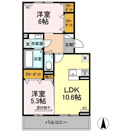 アガパンサス(2LDK/2階)の間取り写真