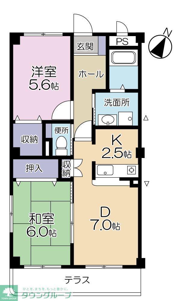 コンフォールヴィラ(2DK/3階)の間取り写真