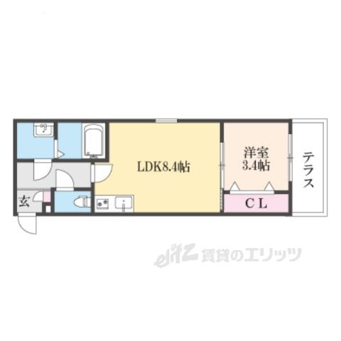 ジーメゾン京都九条ミオリア(1LDK/1階)の間取り写真
